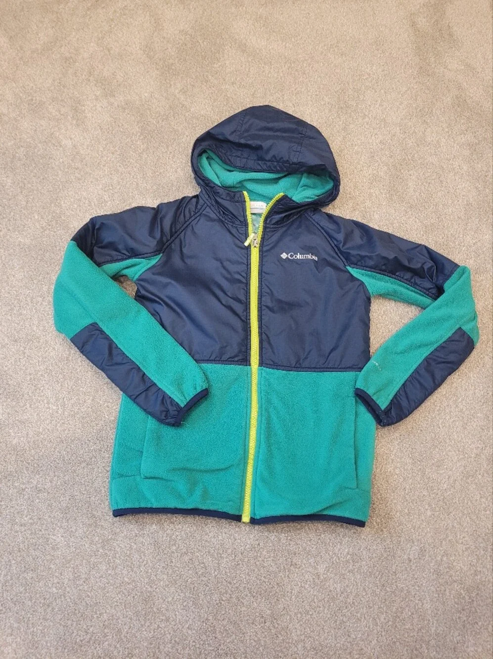 Columbia Boys Omni Heat Fleece Colorblock Hooded Zip Up Jackets Size 10/12